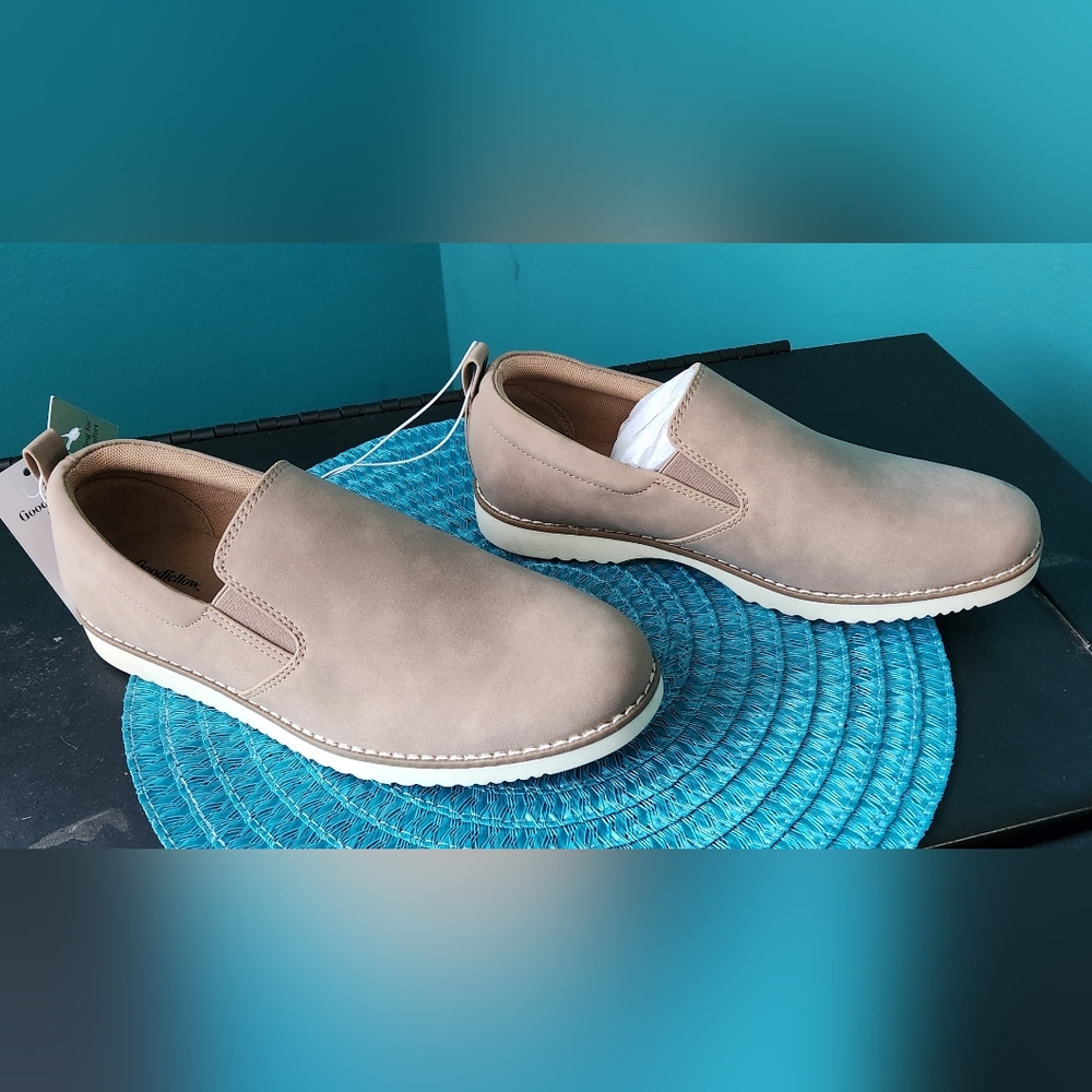 Goodfellow & Co Men's Liam size 7 loafers sneakers casual slip on taupe tan NWT